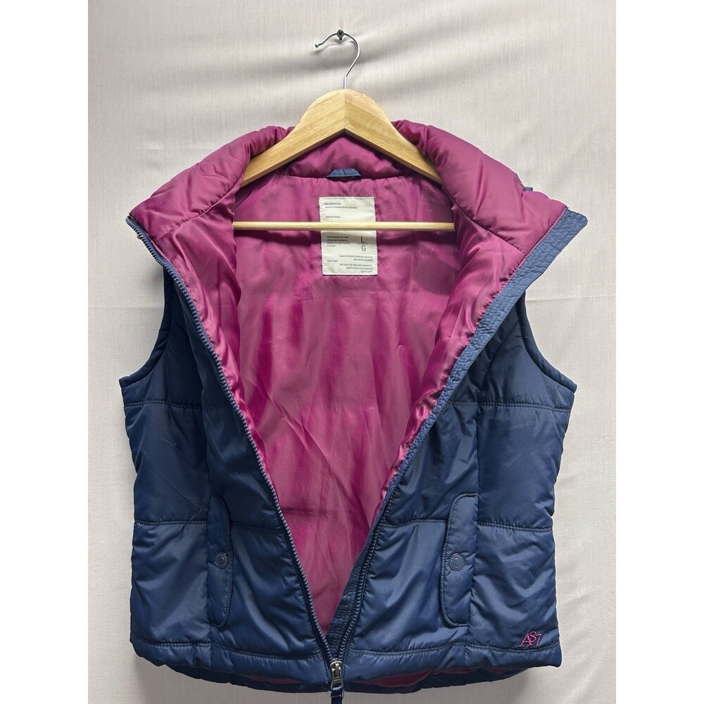 Aeropostale Women’s Large Purple Blue Puffer Vest Full Zip - Picture 7 of 7